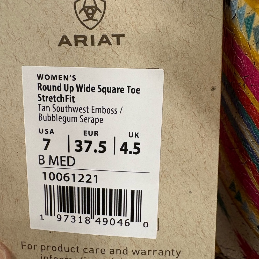 Ariat Brown Round Up western Wide Square Toe StretchFit cowboy boots - Picture 5 of 13